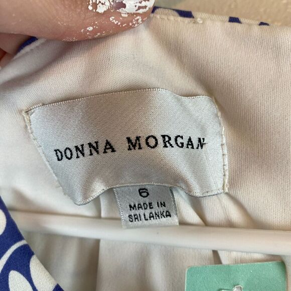 Donna Morgan Darleene Jersey Dress Purple Geometric Print Waves Size 6 Office - Picture 5 of 13